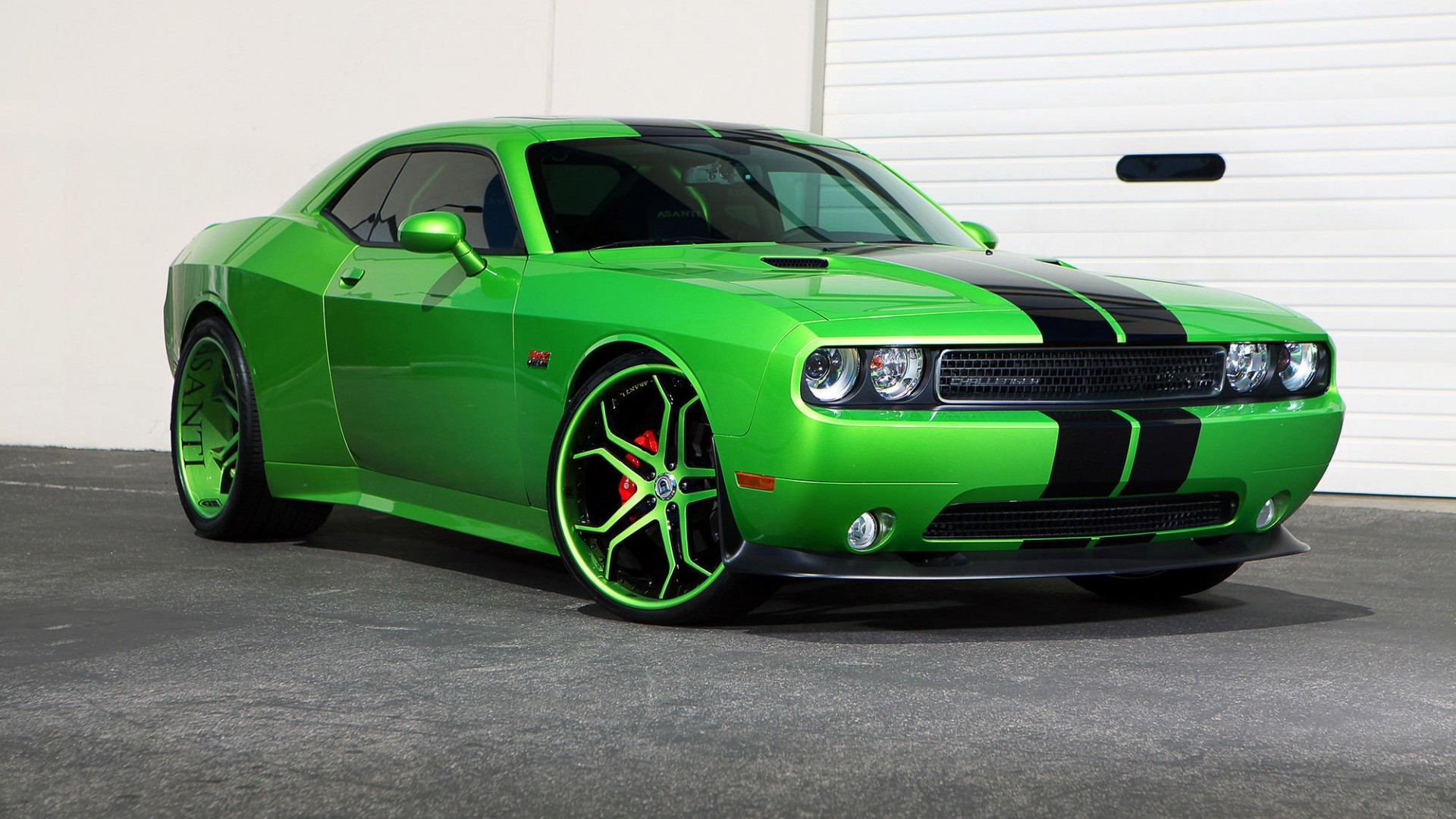car, Dodge Challenger, Green Cars Wallpaper