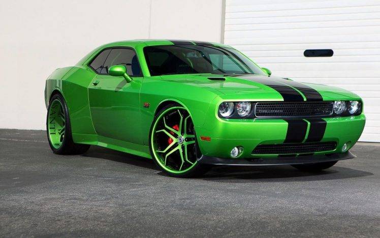 car, Green Cars, Dodge Challenger Hellcat, Vehicle HD Wallpaper Desktop Background