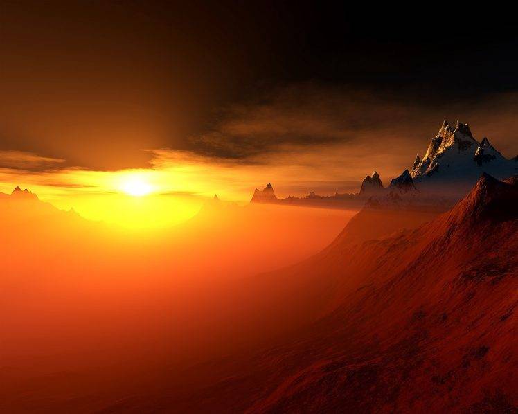 mountain, Sunset, Landscape HD Wallpaper Desktop Background