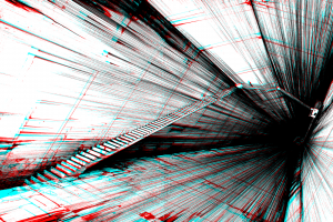 anaglyph 3D, Stairs, Hallway