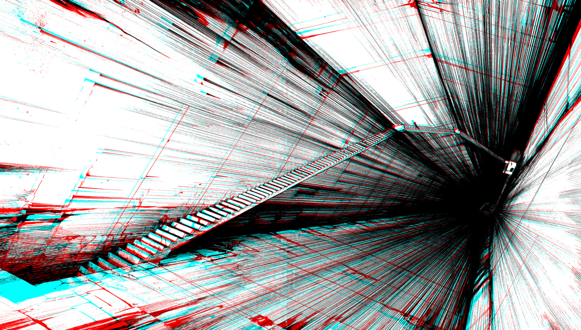 anaglyph 3D, Stairs, Hallway Wallpaper