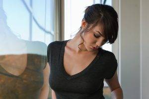 brunette, Women, Face, Model, Holly Michaels, Closed Eyes, Dark Hair, Reflection