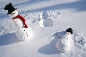 nature, Winter, Snow, Shadow, Snowman, Top Hat, Humor, Angel