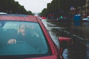 car, Red Cars, Rain, Road