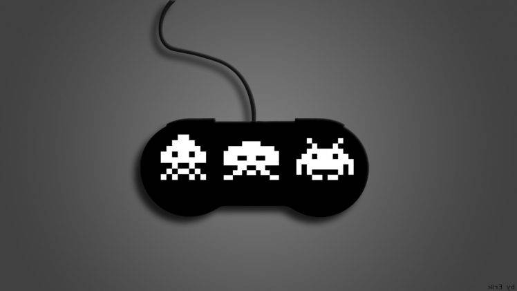 Space Invaders, Controllers, Video Games, Gray, Black, Death Star, Wires HD Wallpaper Desktop Background
