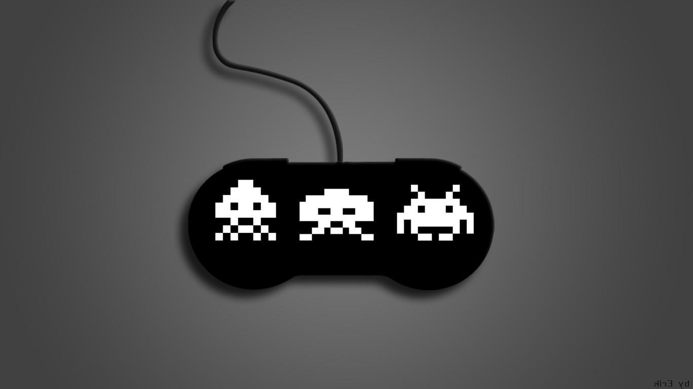 Space Invaders, Controllers, Video Games, Gray, Black, Death Star, Wires Wallpaper