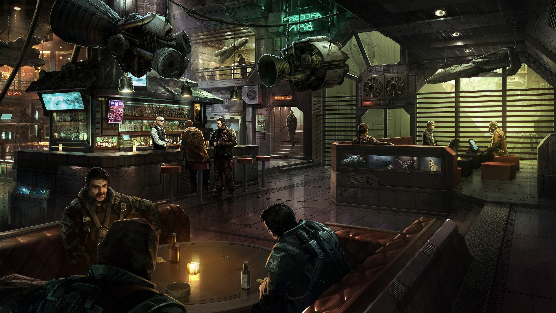 space, Spaceship, Star Citizen, Bar, Digital Art, ArcCorp Wallpaper