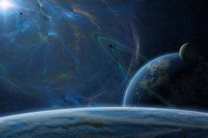 space, Stars, Planet, Planetary Rings, Space Art
