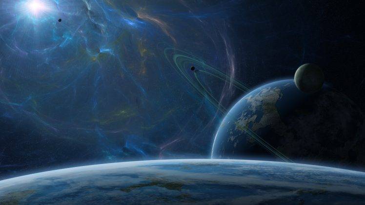 space, Stars, Planet, Planetary Rings, Space Art HD Wallpaper Desktop Background