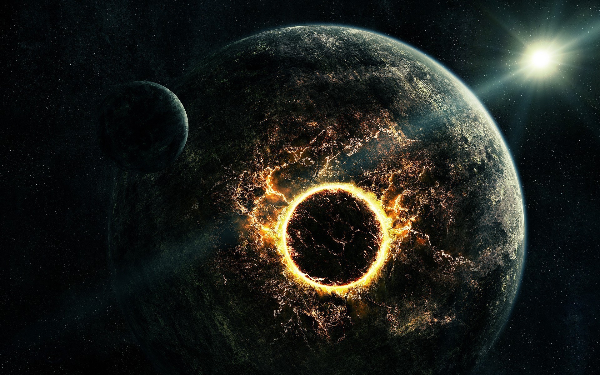 space, Stars, Planet, Digital Art Wallpaper