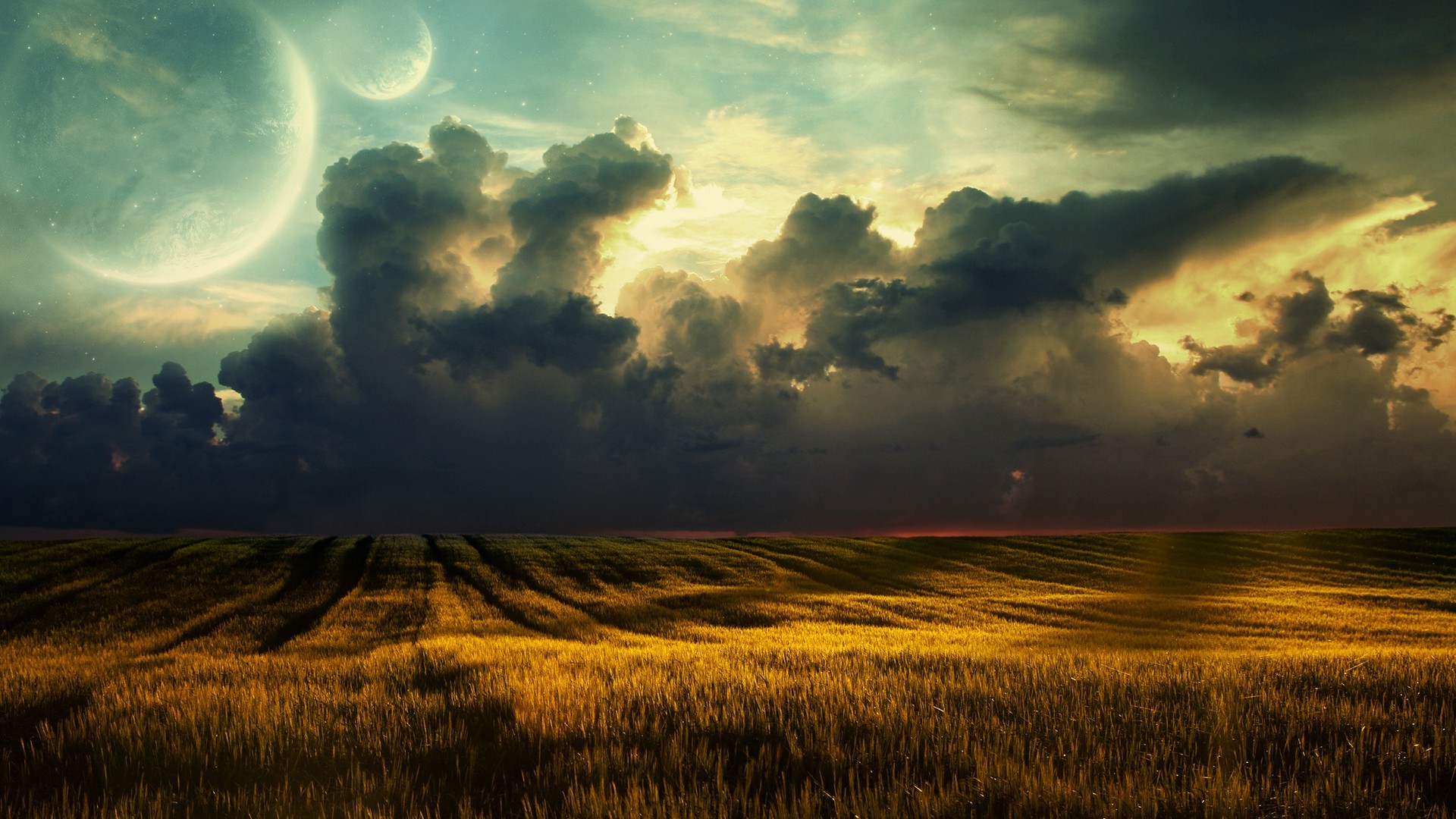clouds, Planet, Field, HDR Wallpaper