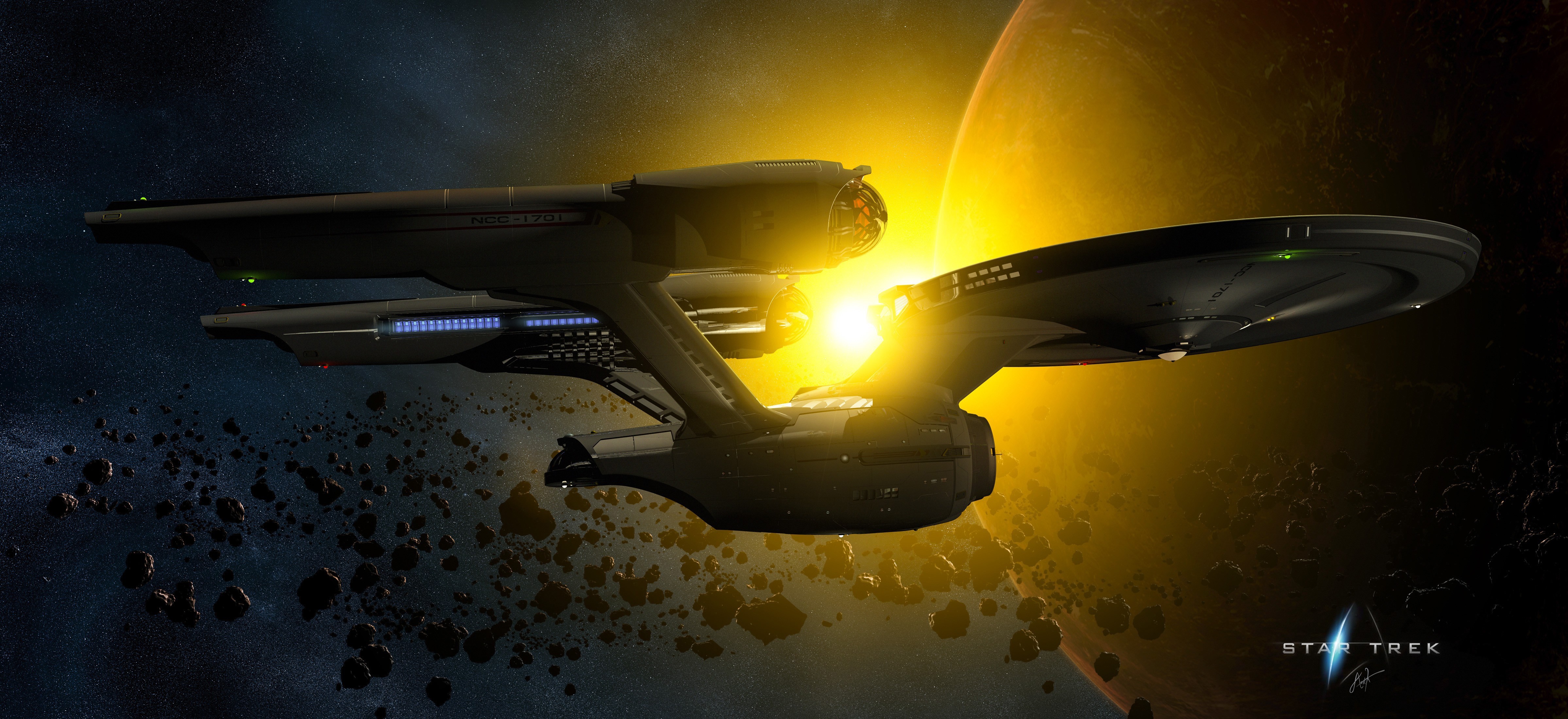 Star Trek Spaceship Asteroid Sun Planet Uss Enterprise Spaceship Wallpapers Hd Desktop