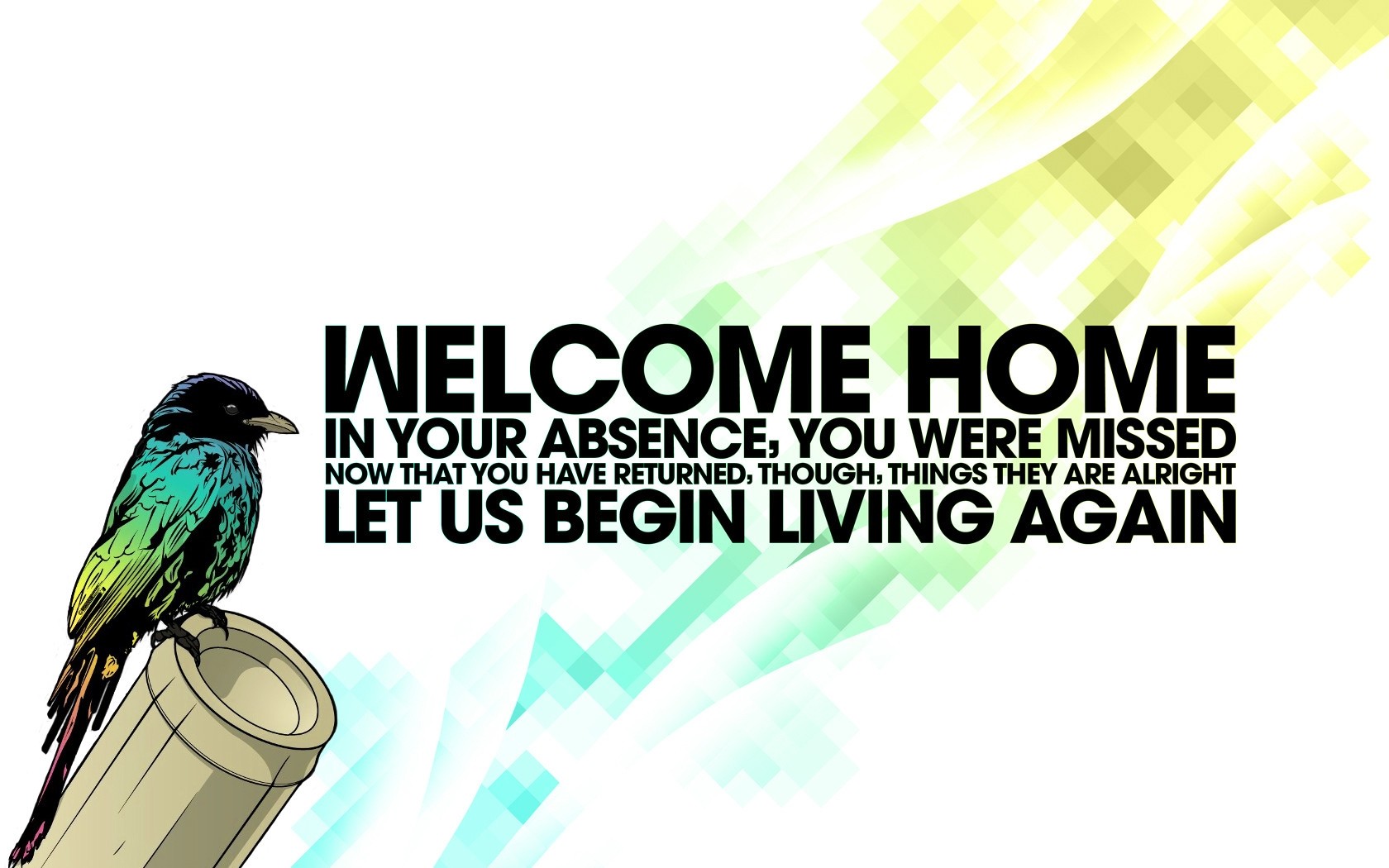 welcome Home, Birds, Typography, Quote, Digital Art Wallpaper