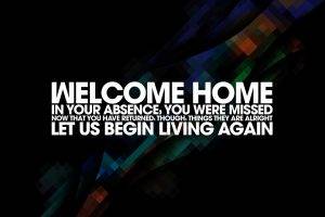 welcome Home, Typography, Pattern, Quote, Black Background