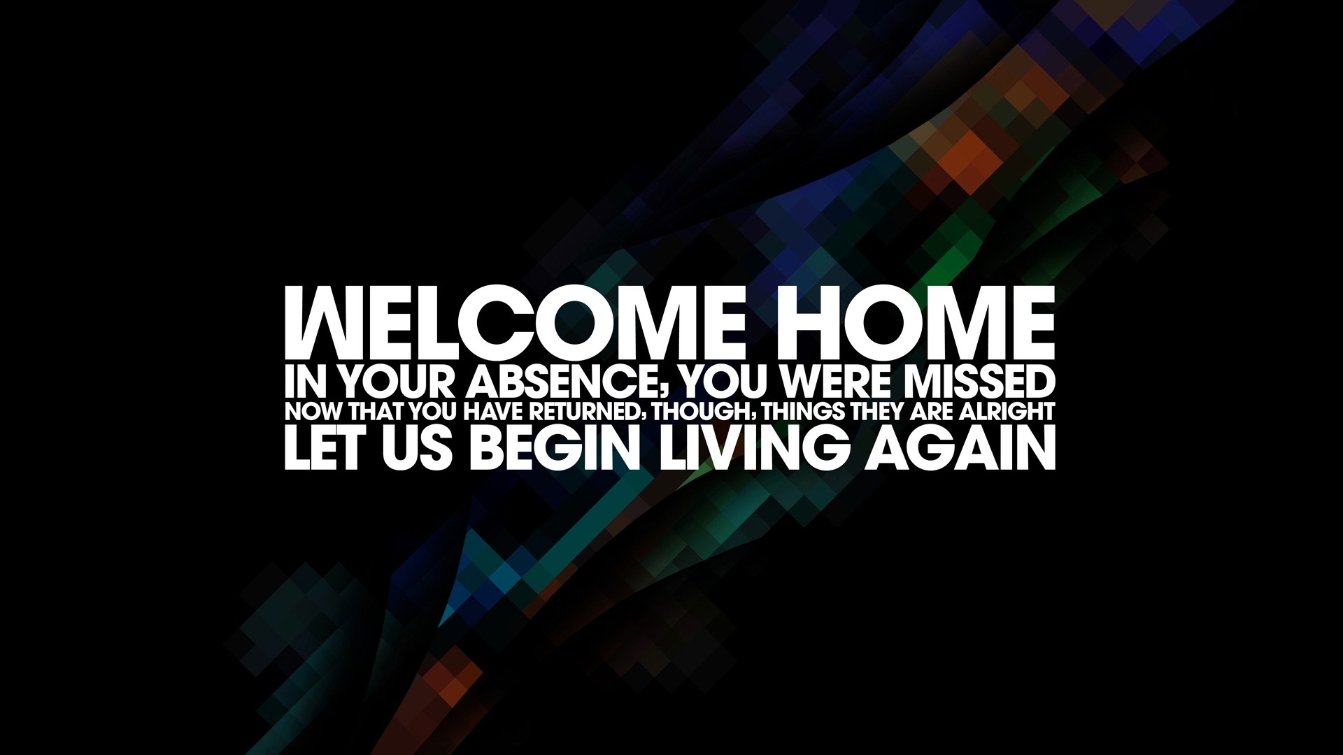 welcome Home, Typography, Pattern, Quote, Black Background Wallpaper