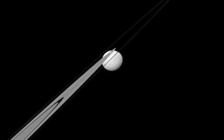 NASA, Space, Saturn, Tethys, Planetary Rings HD Wallpaper Desktop Background