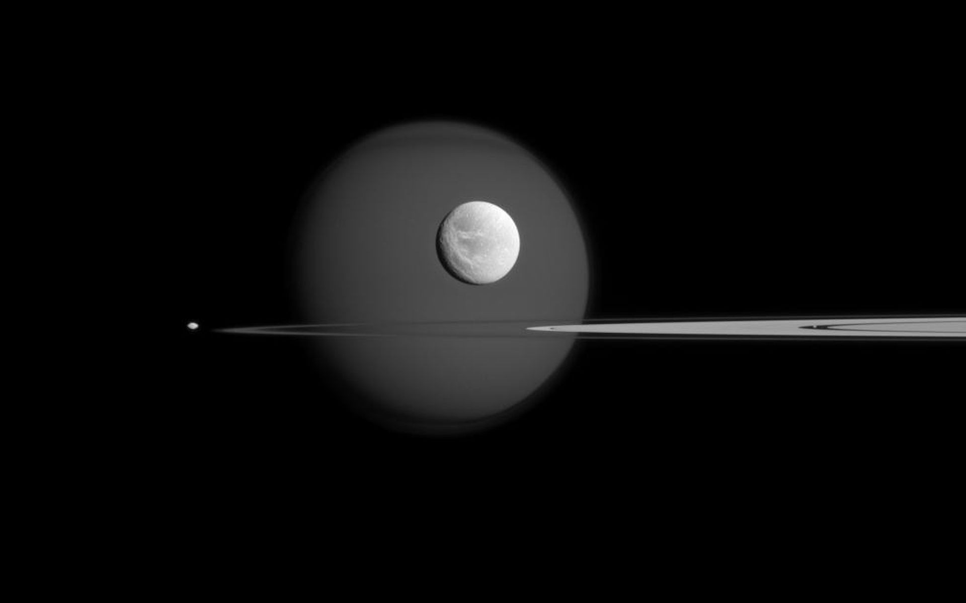 space, NASA, Titan (moon), Pandora (moon), Dione (moon), Pan (moon), Planetary Rings, Saturn Wallpaper
