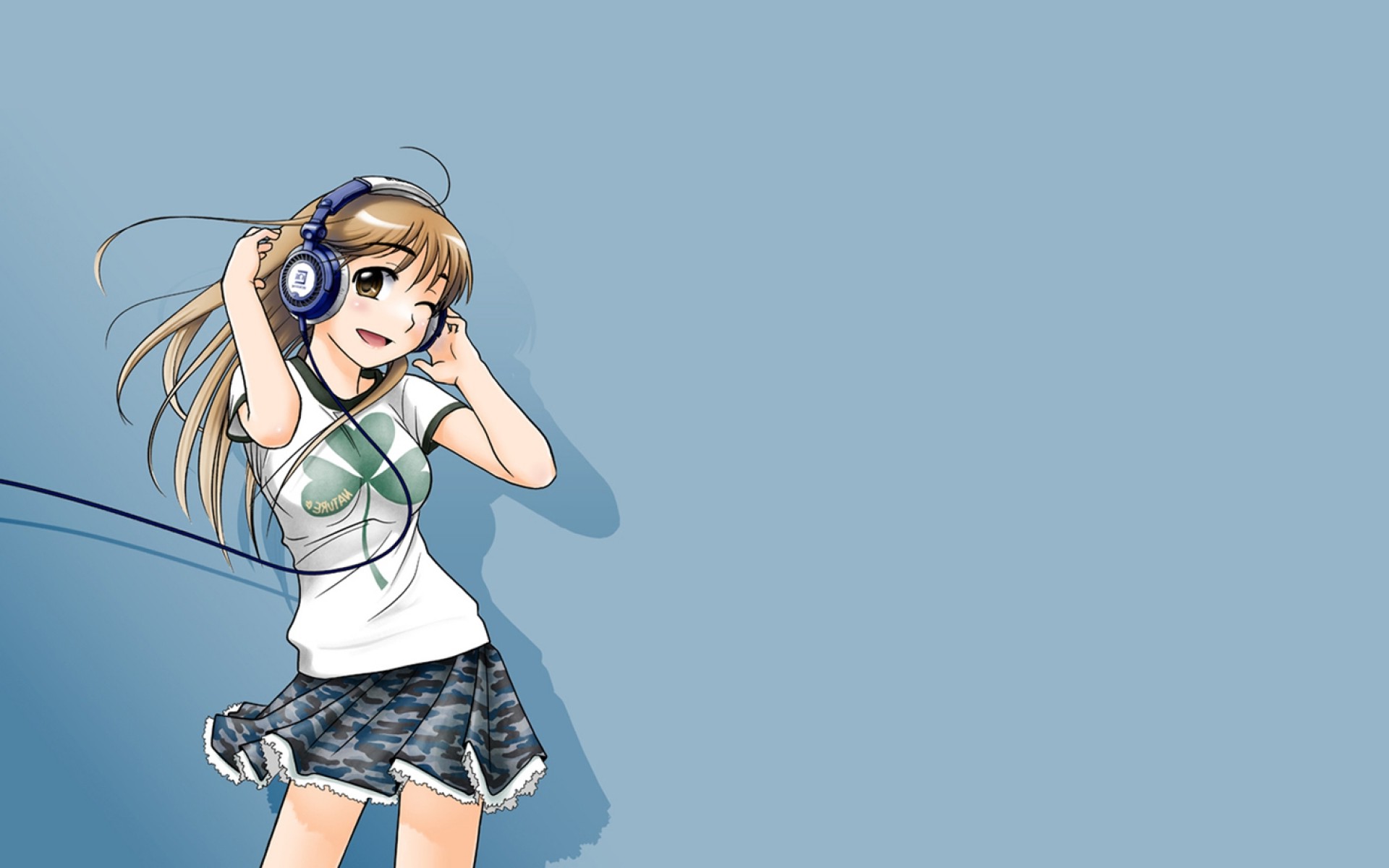 skirt, Headphones, Blue Wallpaper