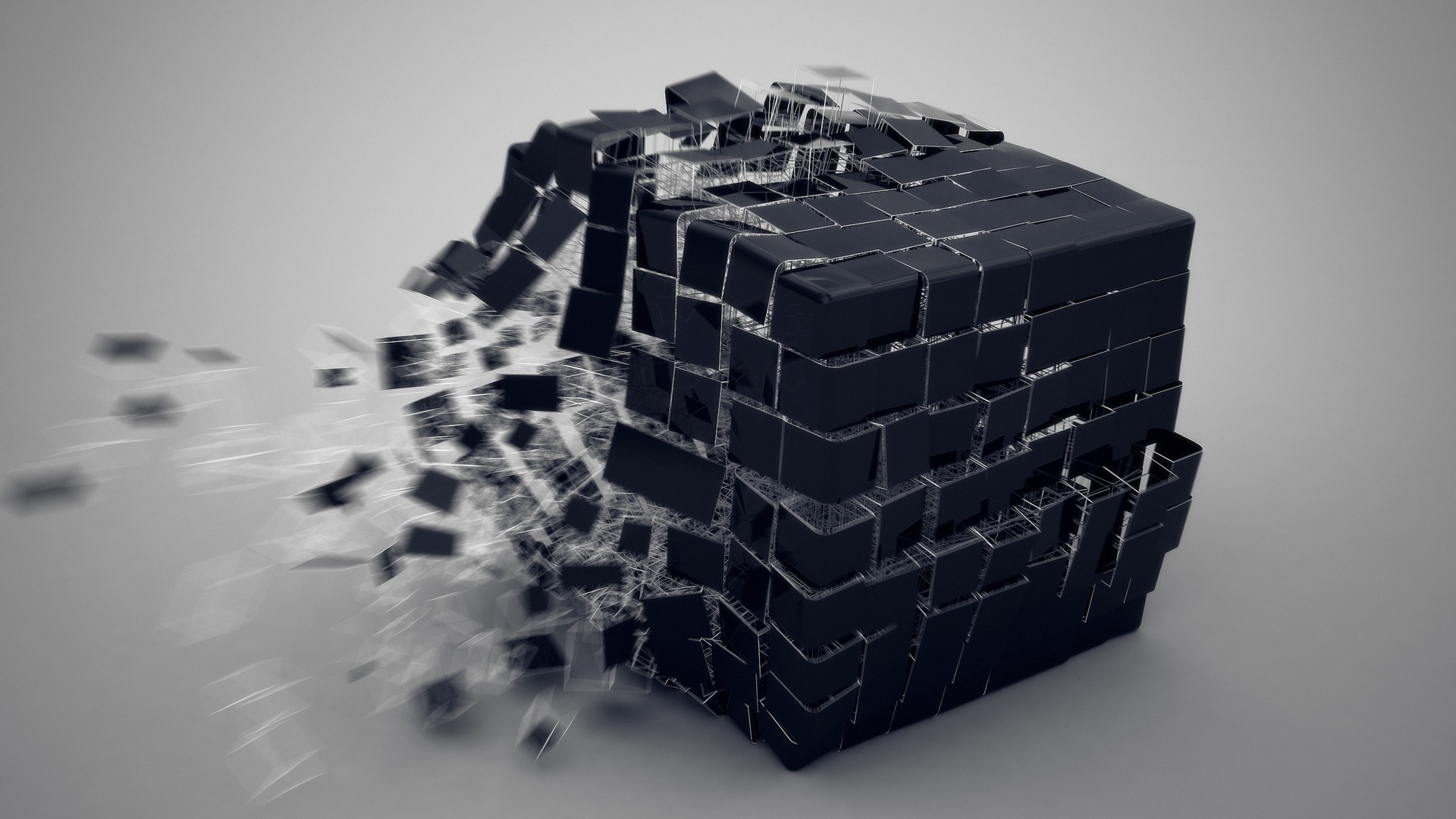 abstract, Simple Background, Cube, Motion Blur, Shattered Wallpaper