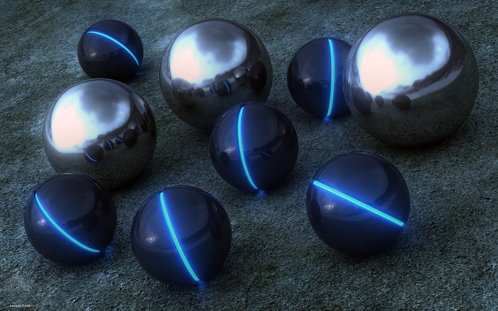 abstract, 3D, Sphere, Glowing, Reflection Wallpaper