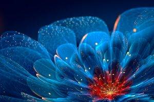abstract, Fractal Flowers, Blue Flowers