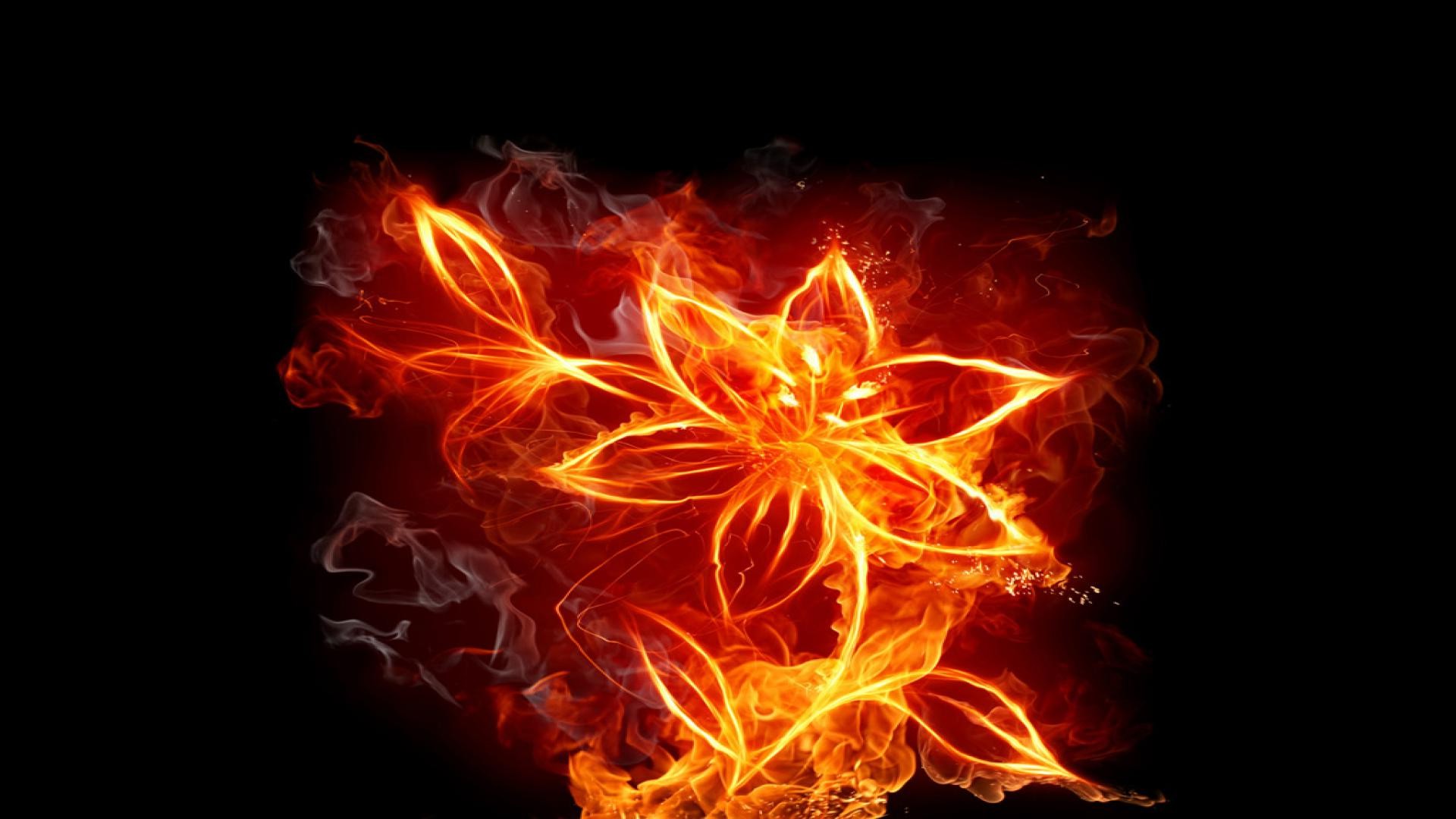 abstract, Fire, Flowers Wallpaper