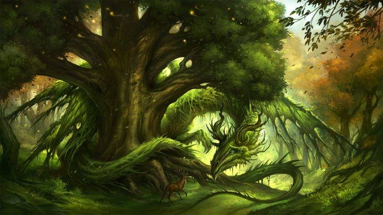 dragon, Nature, Trees, Plants, Forest HD Wallpaper Desktop Background