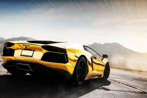 simple Background, Simple, Lamborghini, Stance, Gold, Rims, Car, Yellow Cars
