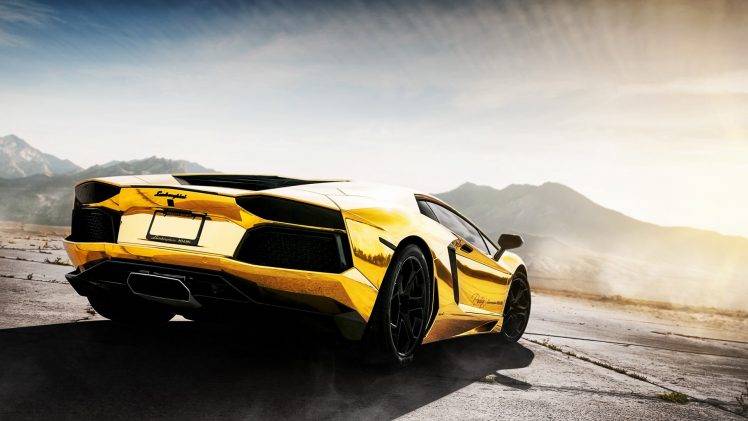 simple Background, Simple, Lamborghini, Stance, Gold, Rims, Car, Yellow Cars HD Wallpaper Desktop Background
