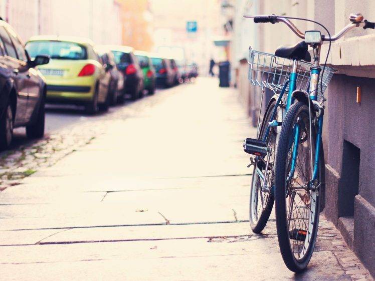 photography, Bicycle, Street, Urban, Car, Depth Of Field HD Wallpaper Desktop Background