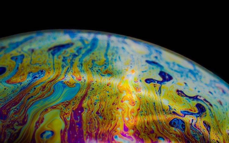 soap, Bubbles, Macro, Abstract, Colorful, Photography, Black Background HD Wallpaper Desktop Background