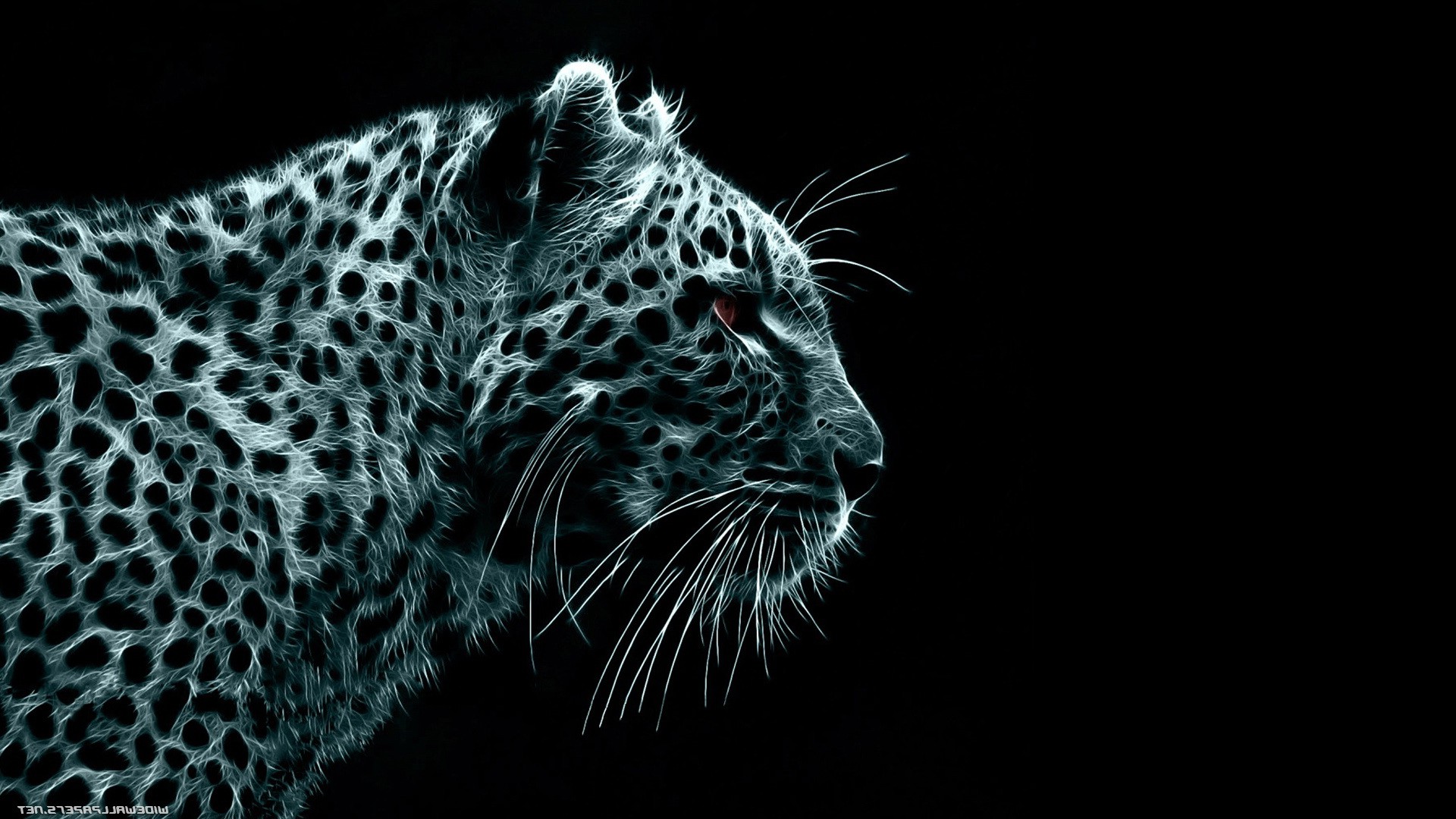 Fractalius Leopard Black Background Animals Digital Art Wallpapers
