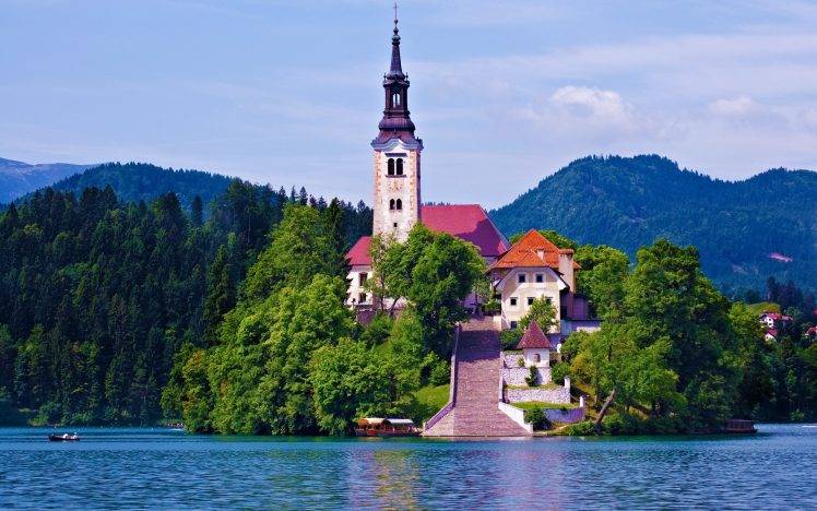 island, Palace, Lake, Nature, Landscape, Lake Bled HD Wallpaper Desktop Background