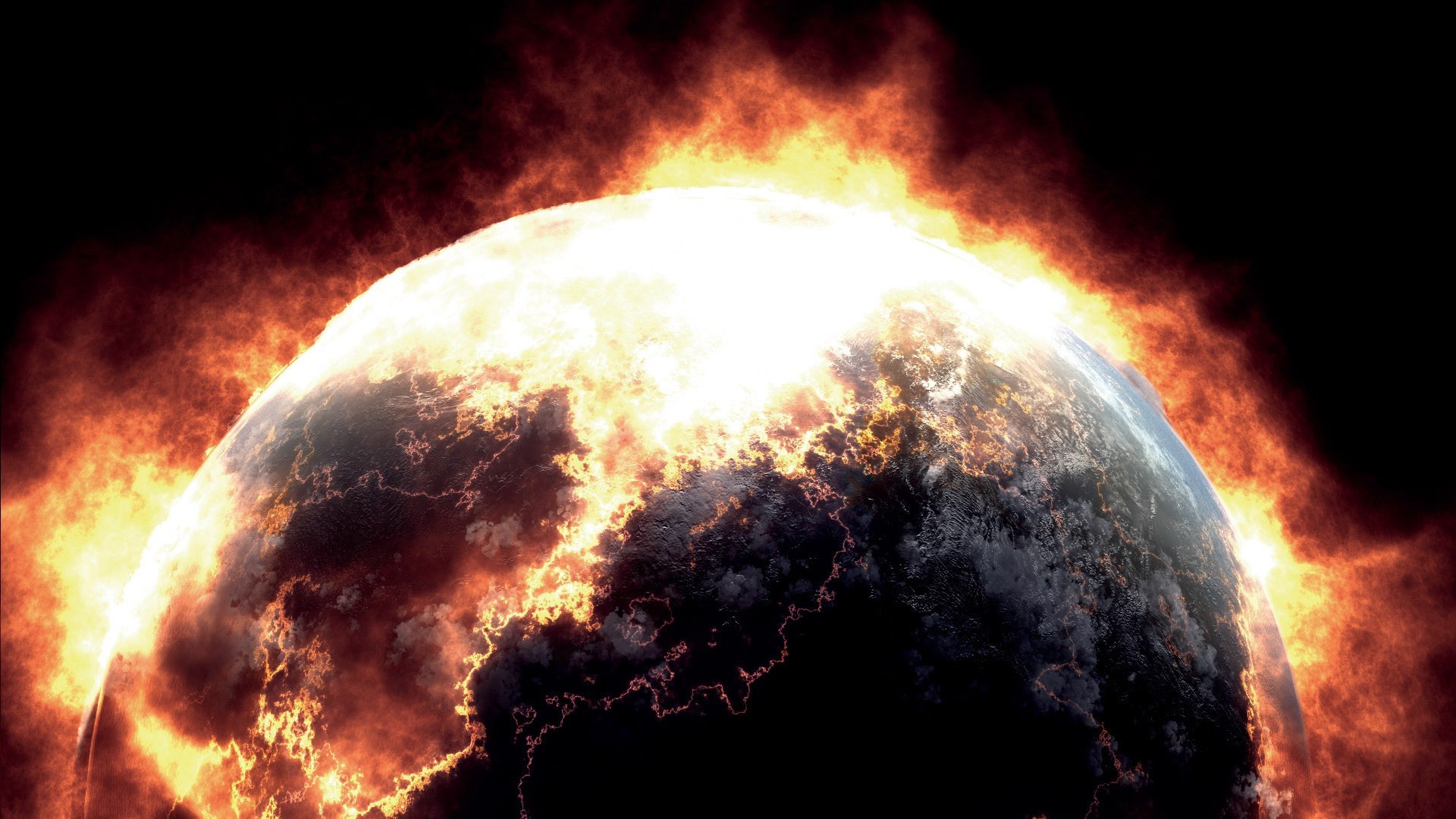 Digital Art Space Fire Planet Destruction Wallpapers Hd Desktop And Mobile Backgrounds