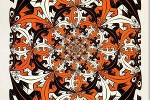 artwork, Drawing, M. C. Escher, Symmetry, Optical Illusion, Animals, Lizards