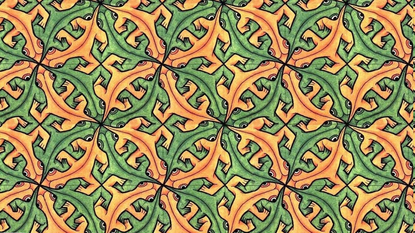 artwork, Drawing, M. C. Escher, Symmetry, Optical Illusion, Animals, Lizards Wallpaper