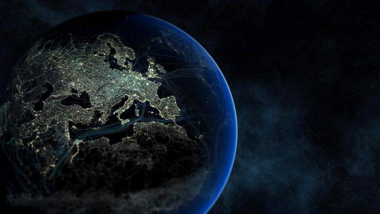 Europe, Lights, Planet, Space, Earth, World HD Wallpaper Desktop Background
