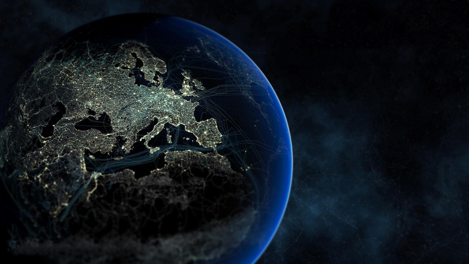 Europe, Lights, Planet, Space, Earth, World Wallpaper
