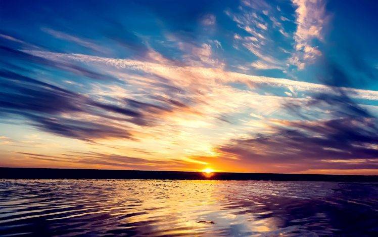 nature, Clouds, Sunset, Sea, Water HD Wallpaper Desktop Background