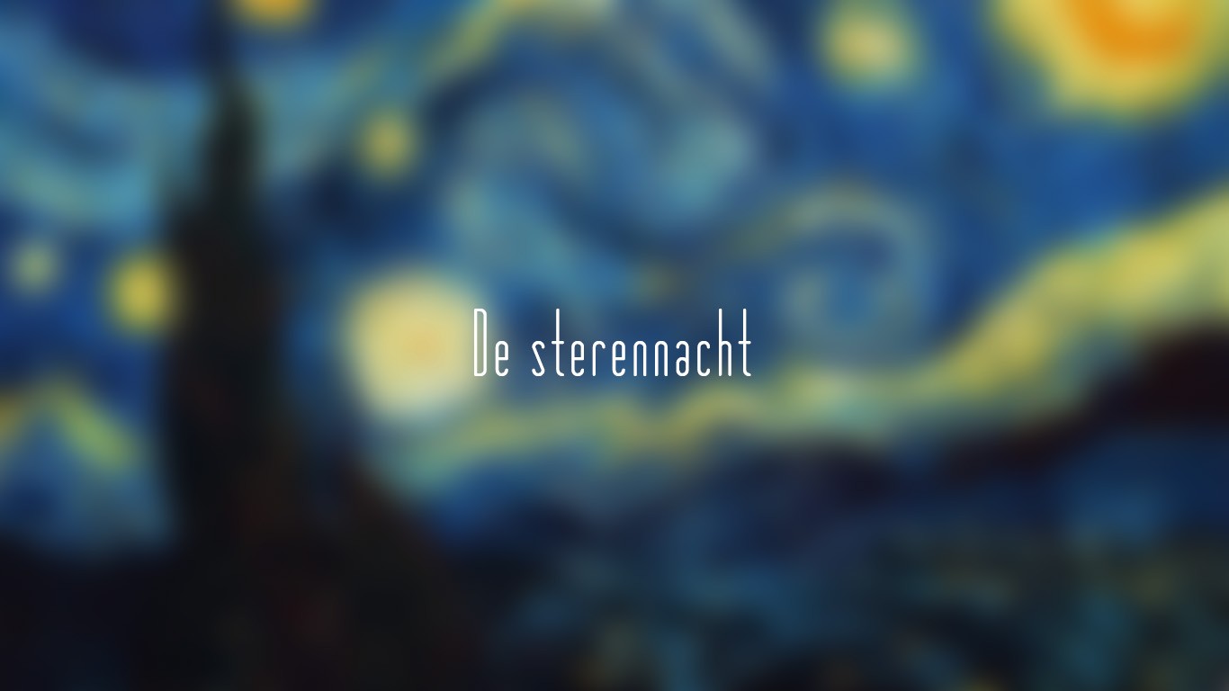 The Starry Night, Painting, Blurred, Typography, Vincent Van Gogh, Minimalism Wallpaper