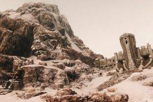 The Elder Scrolls V: Skyrim, Multiple Display, Mods, Landscape, Snow, Mountain