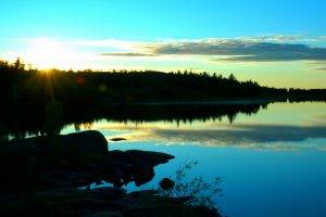 nature, Landscape, Lake, Reflection, Sunset, Clouds