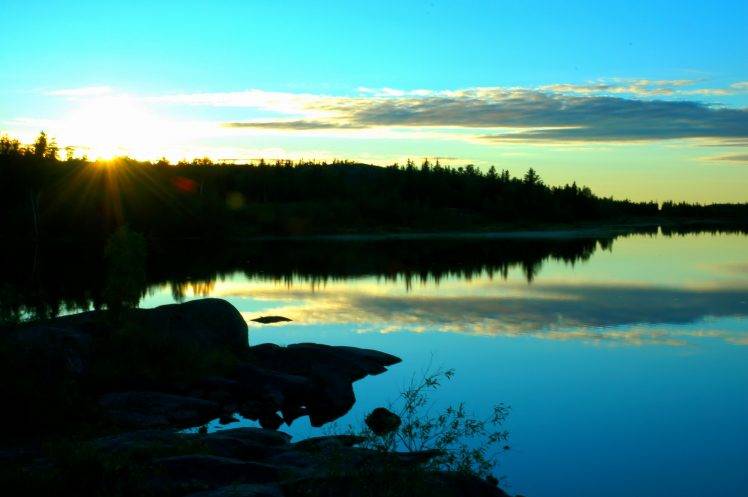 nature, Landscape, Lake, Reflection, Sunset, Clouds HD Wallpaper Desktop Background
