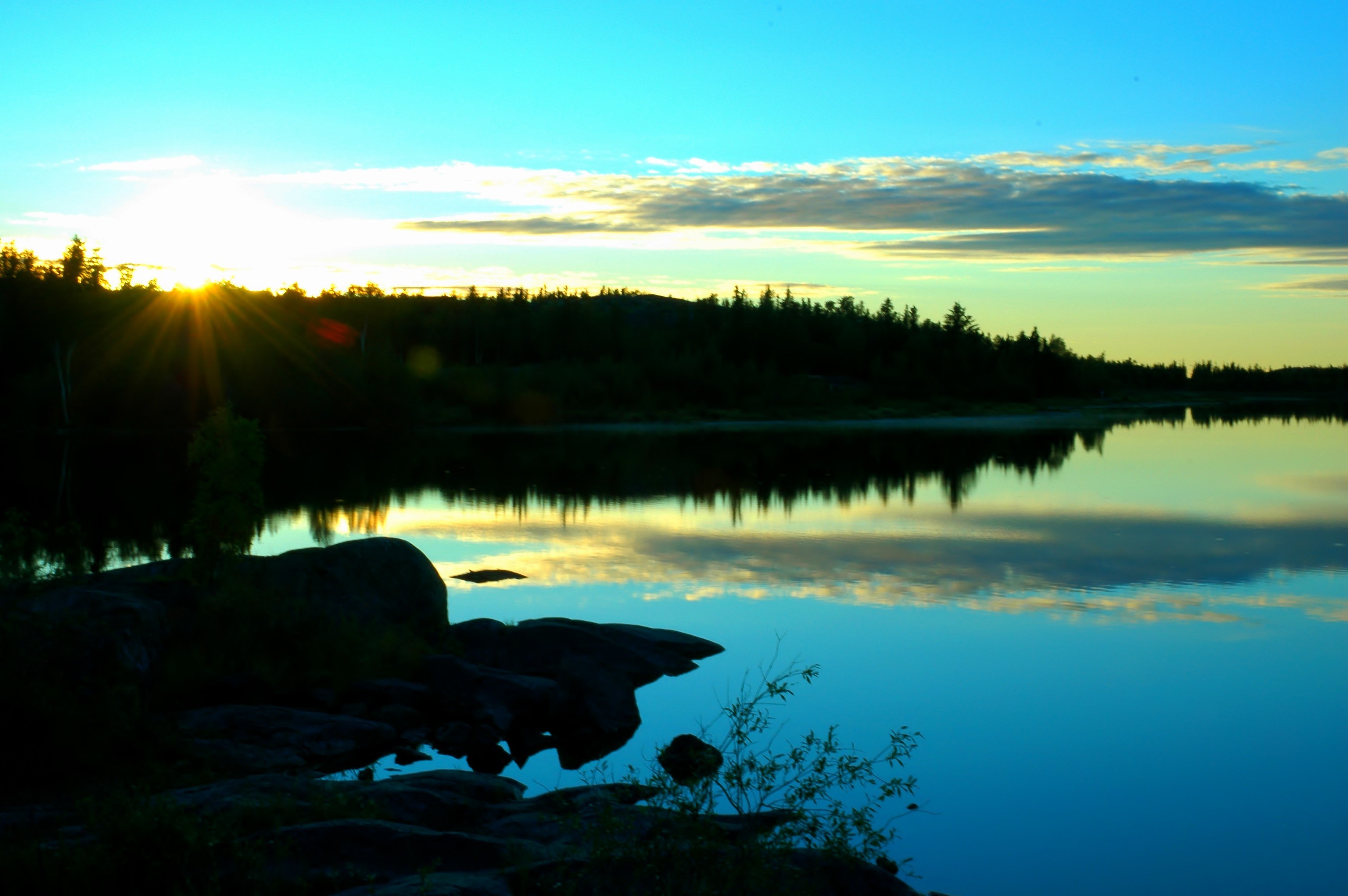 nature, Landscape, Lake, Reflection, Sunset, Clouds Wallpaper