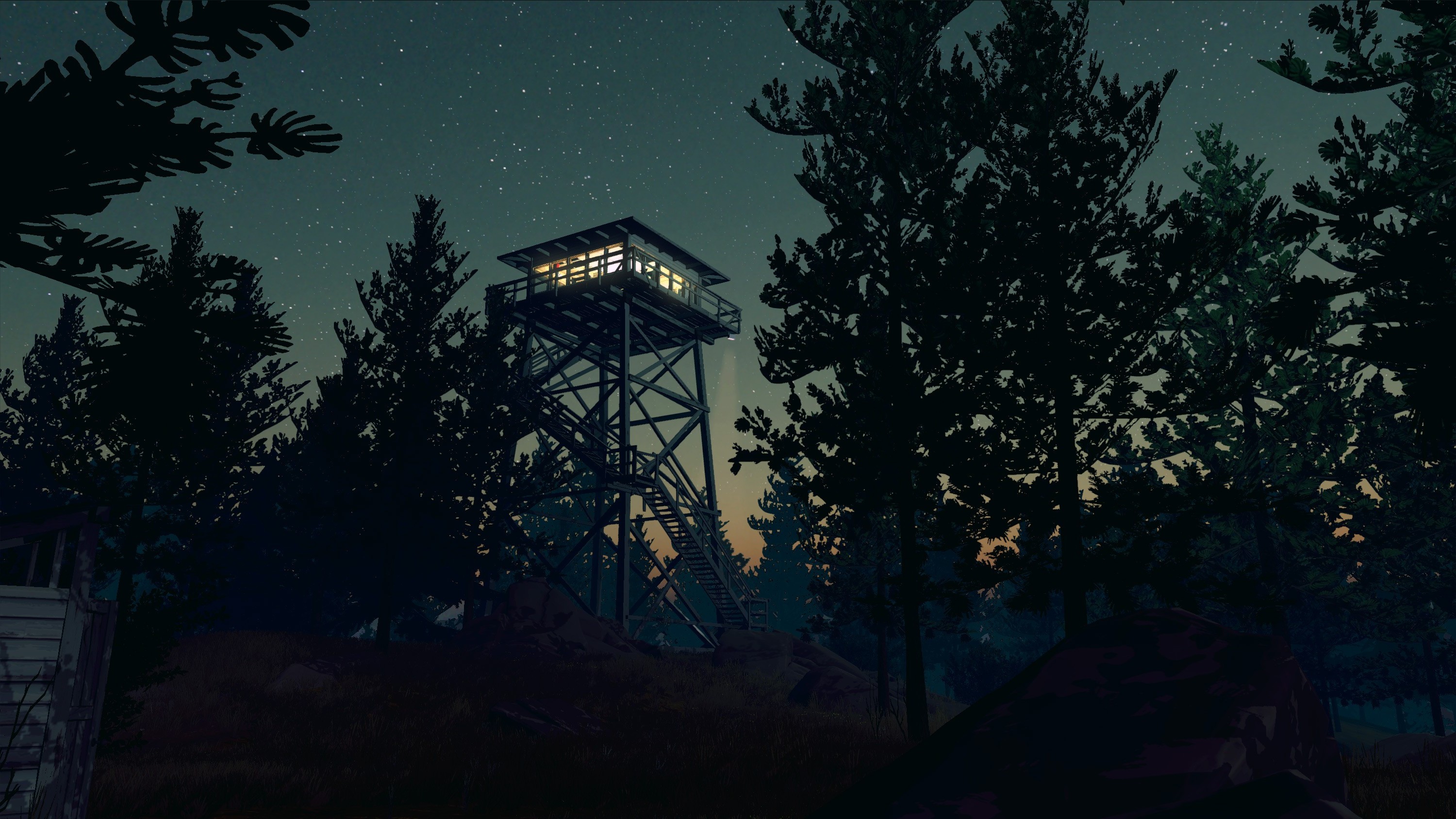 Firewatch, Video Games, Night, Forest, Trees, Stars Wallpaper