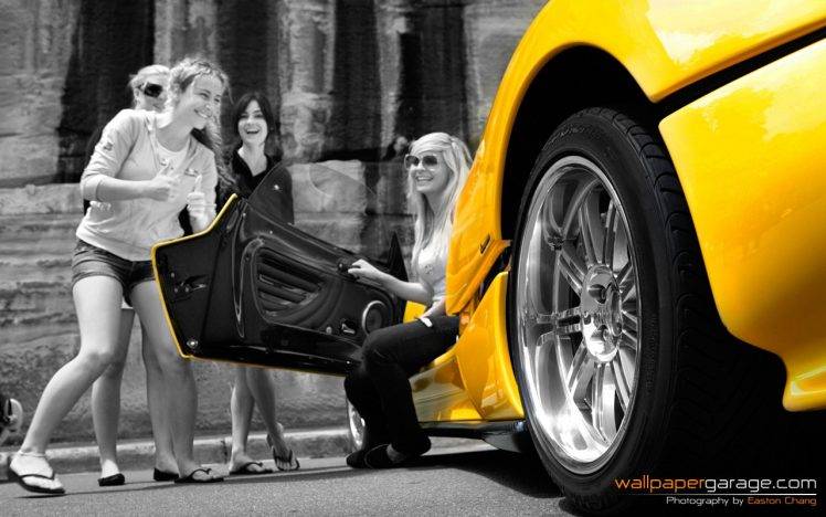 car, Women, Zonda, Pagani, Yellow Cars HD Wallpaper Desktop Background