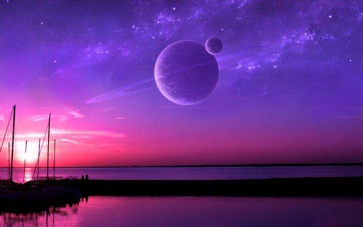 planet, Sea, Sunset, Beach, Water, Space HD Wallpaper Desktop Background