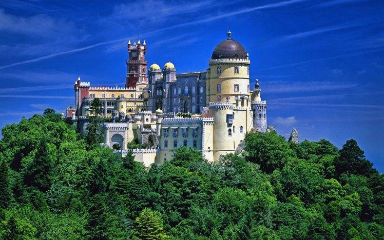 castle, Trees, Landscape, Architecture, Portugal, Sintra HD Wallpaper Desktop Background
