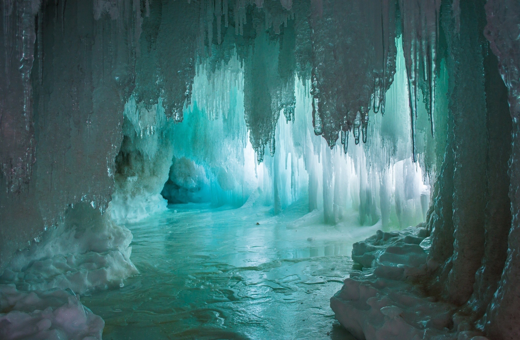 nature, Cave, Sunlight, Ice, Frost, Glaciers, Icicle, Snow Wallpaper