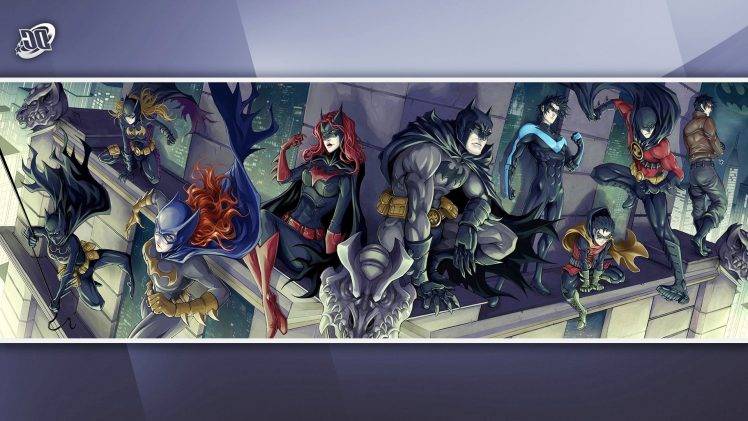 DC Comics, Batman, Nightwing, Batgirl, Batwoman, Red Robin, Red Hood, Robin III HD Wallpaper Desktop Background